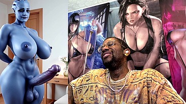 Transgender Liara T'soni Has The Perfect Smooth Ass Thicc Purple Girl Cock, AI Generated