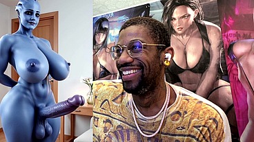 Transgender Liara T'soni Has The Perfect Smooth Ass Thicc Purple Girl Cock, AI Generated