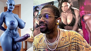 Transgender Liara T'soni Has The Perfect Smooth Ass Thicc Purple Girl Cock, AI Generated