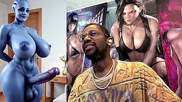 Transgender Liara T'soni Has The Perfect Smooth Ass Thicc Purple Girl Cock, AI Generated