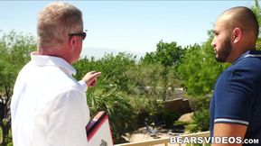 Sexy jockstrap wearing bear Dale Savage fucked hard bareback