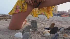 Sexy MILF Has a Gang Bang Fantasy on the Beach and Pisses