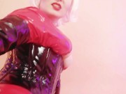 Do you love fetish clothes as I do? Red PVC Catsuit and Corset Fetisch + Foot Fetish a little