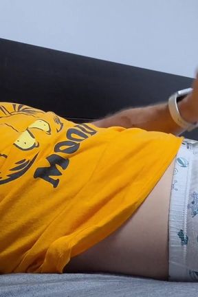 Horny College Boy Jerking off in Bed While Waiting for Stepdaddy