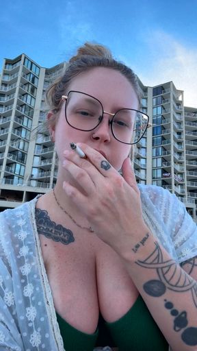 Smoking woman in public