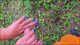 Stepmother holds her stepson's cock while he pees on her hand