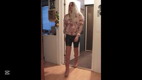 Looking sexy in leather pants and boots