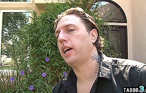 Small titted hairy blonde teen Niki Snow fucked outdoor by her GFs dad