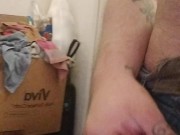 Jerking off trying not to get caught by showering roommate