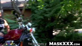 MaskXXX.com - Zack's bearded muscular biker persona gets wild outdoors