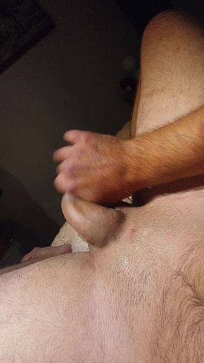 Nice edging semi hard cock at home masturbating and come