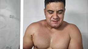 pornstar brasil - brazilian bear xxl hot shower handjob and big cumload