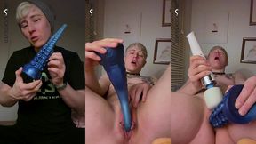bad dragon toy makes trans guy cum for 30 seconds! jaq quicksilver - ftm, big clit, pussy, fantasy dildo, real orgasm