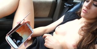 I drive my Jeep when she take her phone and make video during drive masturbate