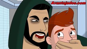 Perverted evildoer invades and fucks the young boy's ass