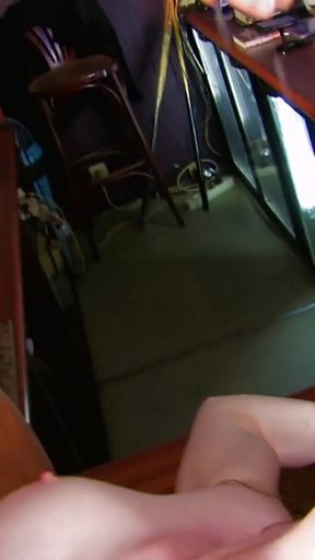When the movie set is completely deserted the busty brunette gets her ass railed   Clip 2
