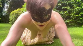 Hotwife Sucking off Hubby in Garden Then the MILF Gets Fucked in Doggy with Boobs Swinging Free