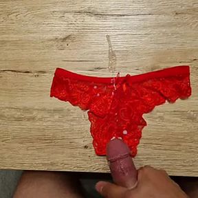 Cum on Girls Red Panties