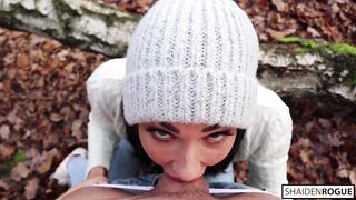 Freckled 19 Yo BLOWS & SWALLOWS inside the Woods - Shaiden