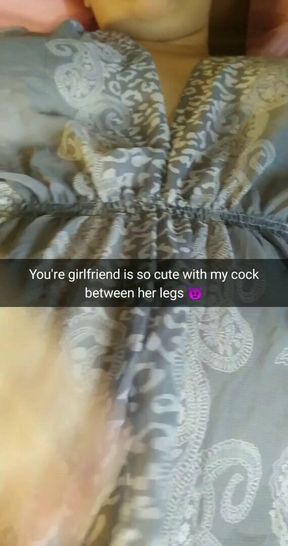 Your girlfriend looks so cute with my dick in her pussy!