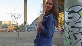 Sexy stranger Alyssa Reece hops on a huge cock for money