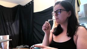 Gamer Girl Smoking & Gaming on iPad