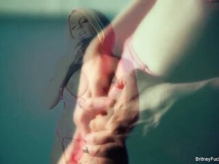 Nice-looking in pink Britney teases and masturbates