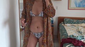 On the Beach, My Friend's Stepson Jerks off Looking at Me in a Bikini and Wants to Fuck Me