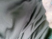 Quick cum on shiny tracksuit - showing cum mess on tracksuit