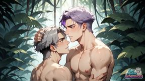 Jungle Fellows Flex Their Muscles as Their Butts Juggle in the Rainforest. Enjoy a White Pearly Gay XXX Load!