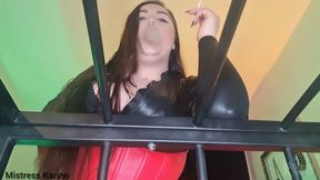 You will be my human ashtray locked in a cage POV - [FHD MOV] | Mistress Karino