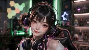 ai generated· cute korean streamer singing live suddenly can’t hold back! oiled deepthroat to wild cowgirl in streaming room
