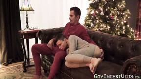Mustached stepuncle Mitch Cox burst his milky cum in my smooth booty
