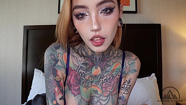 Rebellious, Tatted, Split Tongue Asian Stepsis Jesse Skips Sightseeing To Take Stepbro's Cock