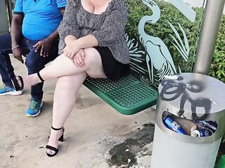 BBW ssbbw - let a stranger lifted my skirt and rubbed my snatch at the bus stop - big ass, big butt