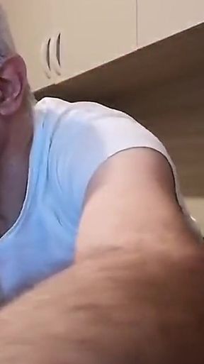 A Nice Handjob with a Lake of Sperm on the Computer Table