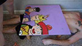 Rhea cock trample on a table (720)