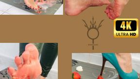 Strawberries crushed by peep toe - Crushing Strawberry - Long Toes - Barefoot - Empress Bella Sadic