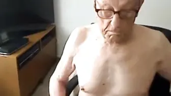 Silver Daddy in White Panties Masturbates on Webcam