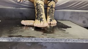 Footjob And Dick Trampling In Milking Table From Trixy