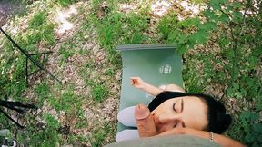 Massive Black Dick POV Facial in Outdoor Backstage