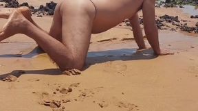 Ladysilva crossdresser showing off her hot ass on the beach in panties