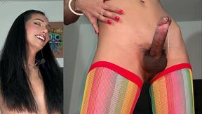 Colorful stockings make me Big cum
