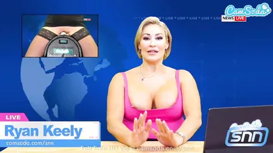 Enormous Boobs Milf Ryan Keely Enjoys Sybian while Reading the News