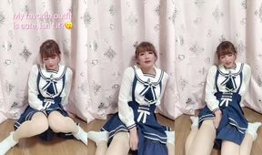 wet pad masturbation with cute japanese ladyboy