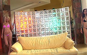 Hot lesbian sex between a sweet blonde and a honey brunette