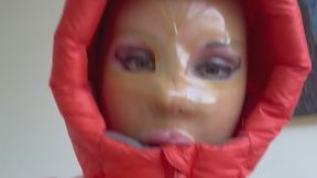 Latex dress hood down jacket
