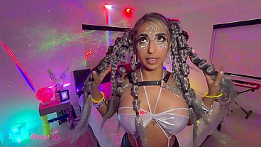 Rave Newbie Luna Strips Teasingly For DJ Brian's Strobe-Lit Room!