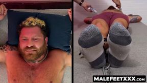 Riley's bondage and endurance in a tickling torment by the master