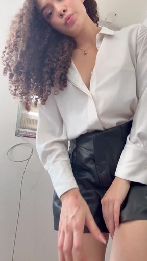 Slim blonde teen gives a professional upskirt ass exam